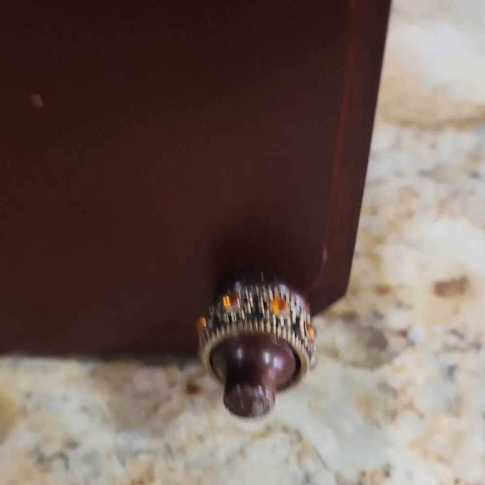 Bombay Company Vintage Ornate Wooden Jewelry Box with Black Tassel Key - Picture 13 of 15
